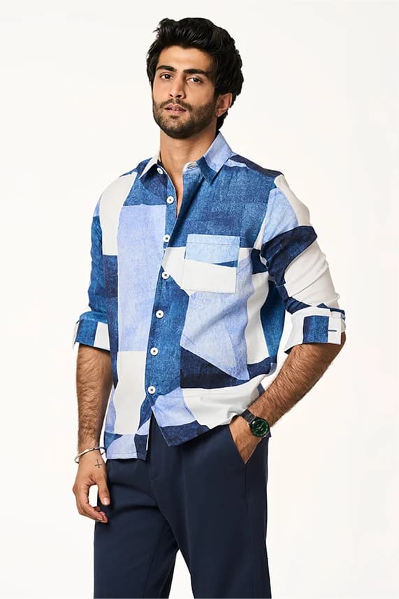 Alto Lite Men's Shirt | Slim Fit | Patchwork Blue