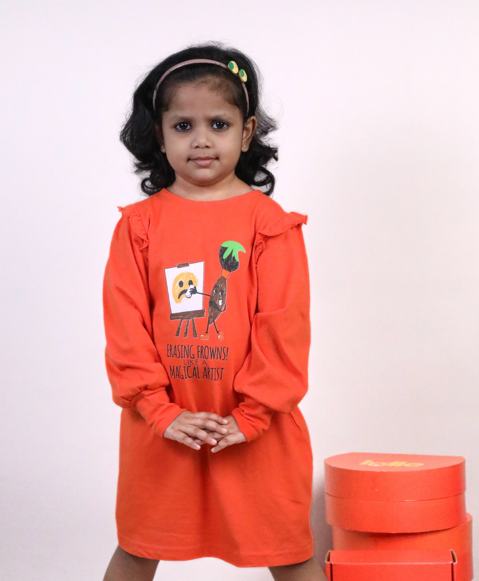 Kids Dresses | Printed -  Orange