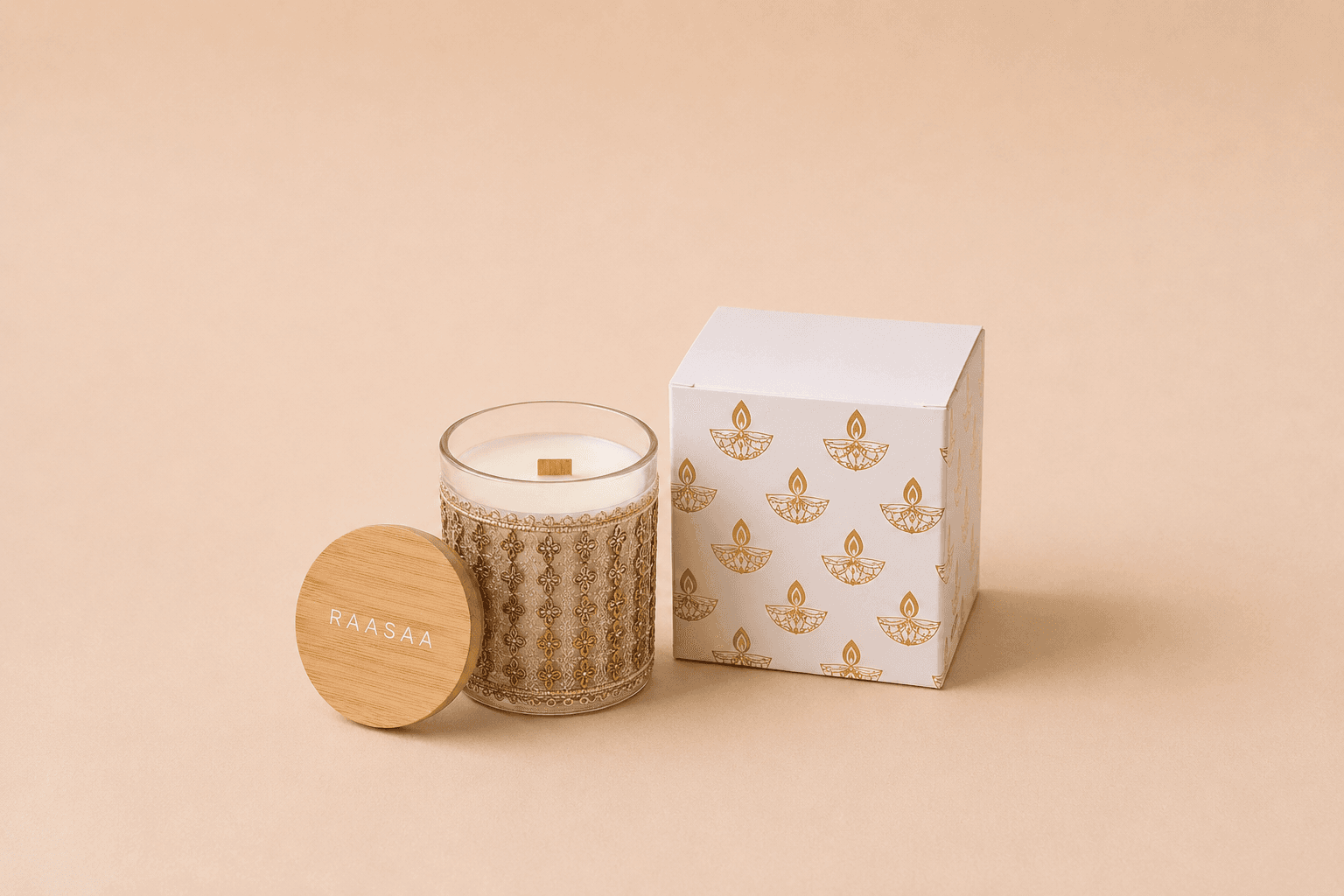 Deepa White Tea & Teak Luxury Scented Candle