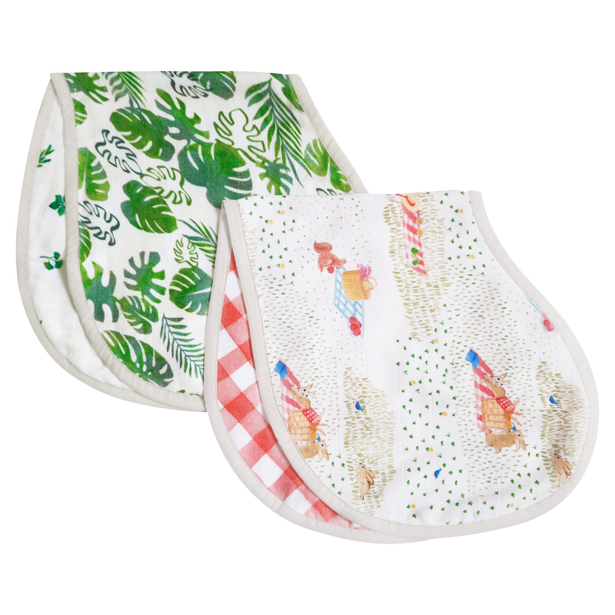 Bamboo Muslin Burp Cloth & Bib Set (2 Pack) | Picnic Party
