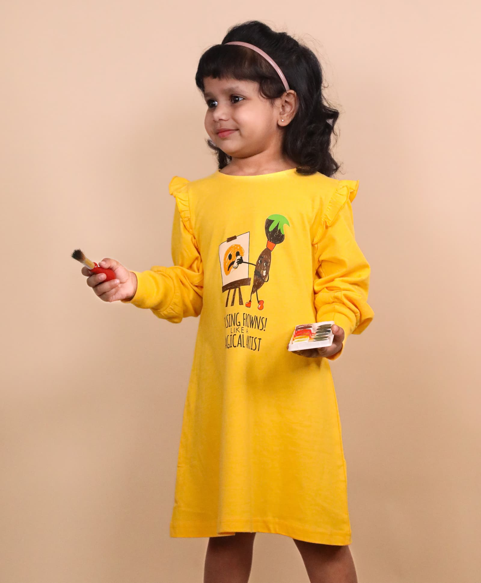 Kids Dresses | Printed -  Yellow