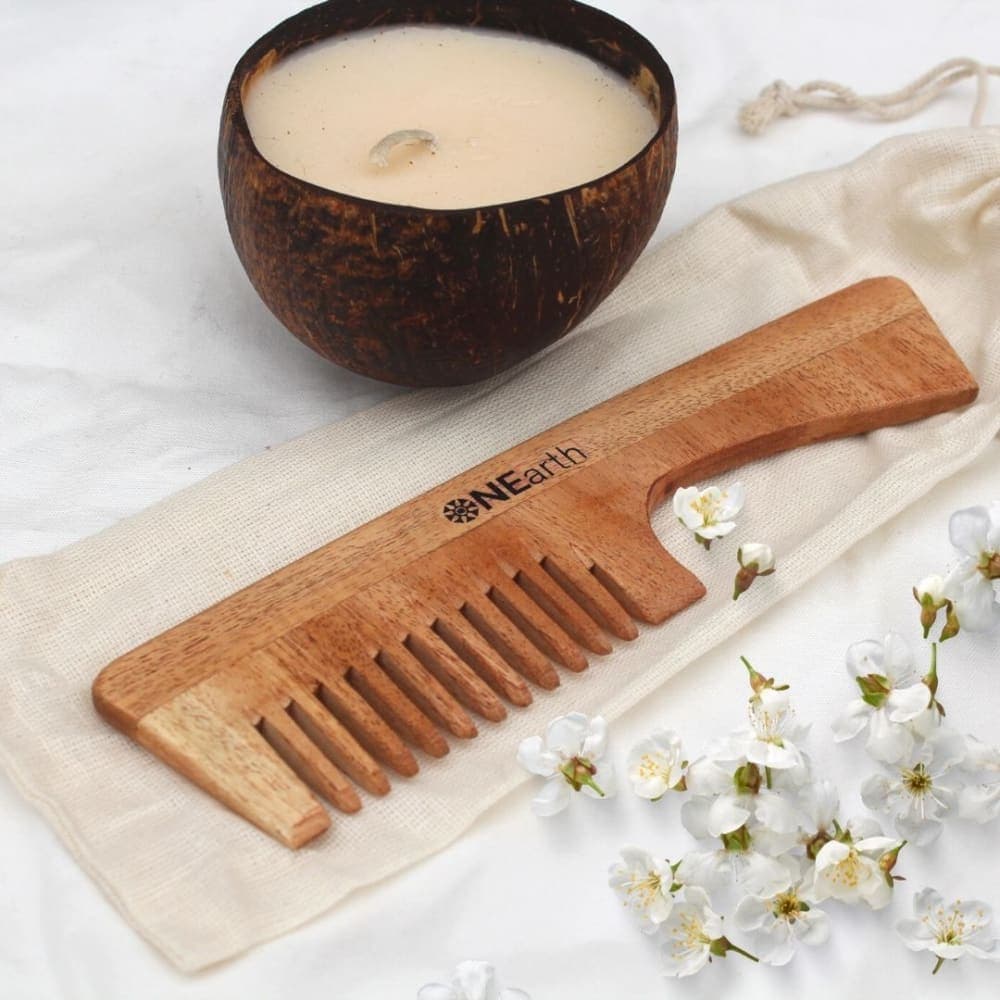 Neem Wood Handle Comb – Natural Reclaimed Wooden Hair Comb