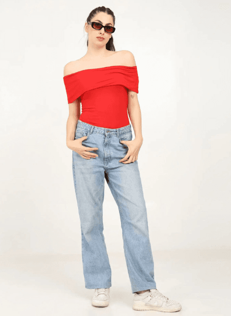 Women's Bamboo Drop Shoulder Top | Everyday Wear| Red