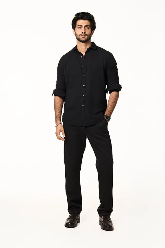 Men's 100% Organic Khadi Cotton Sola Sunkissed Shirt – Smart Fit | Black