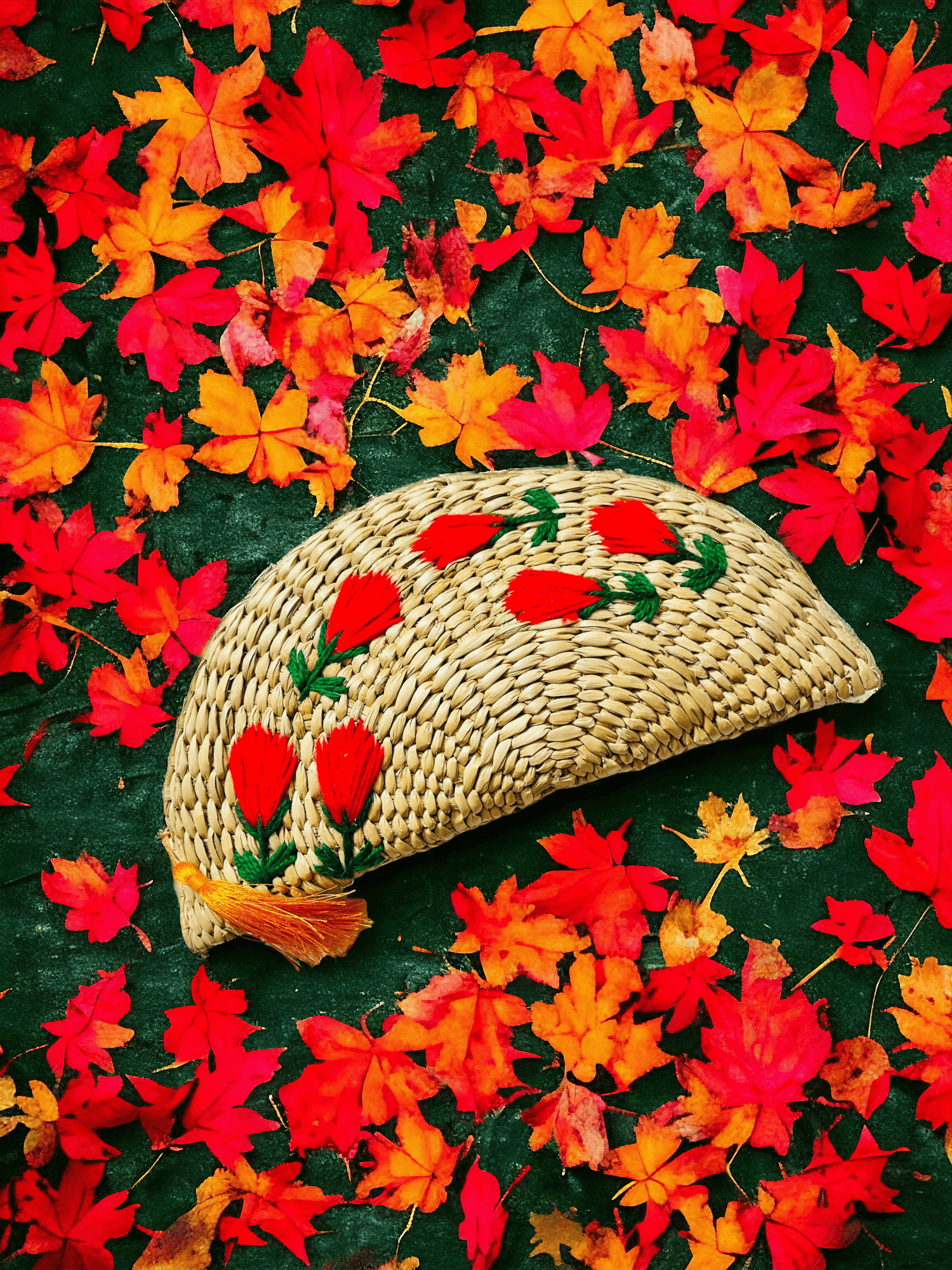 Handwoven Kauna Grass Ethnic Purse (Red) | Sustainable Water Reed Handbag 