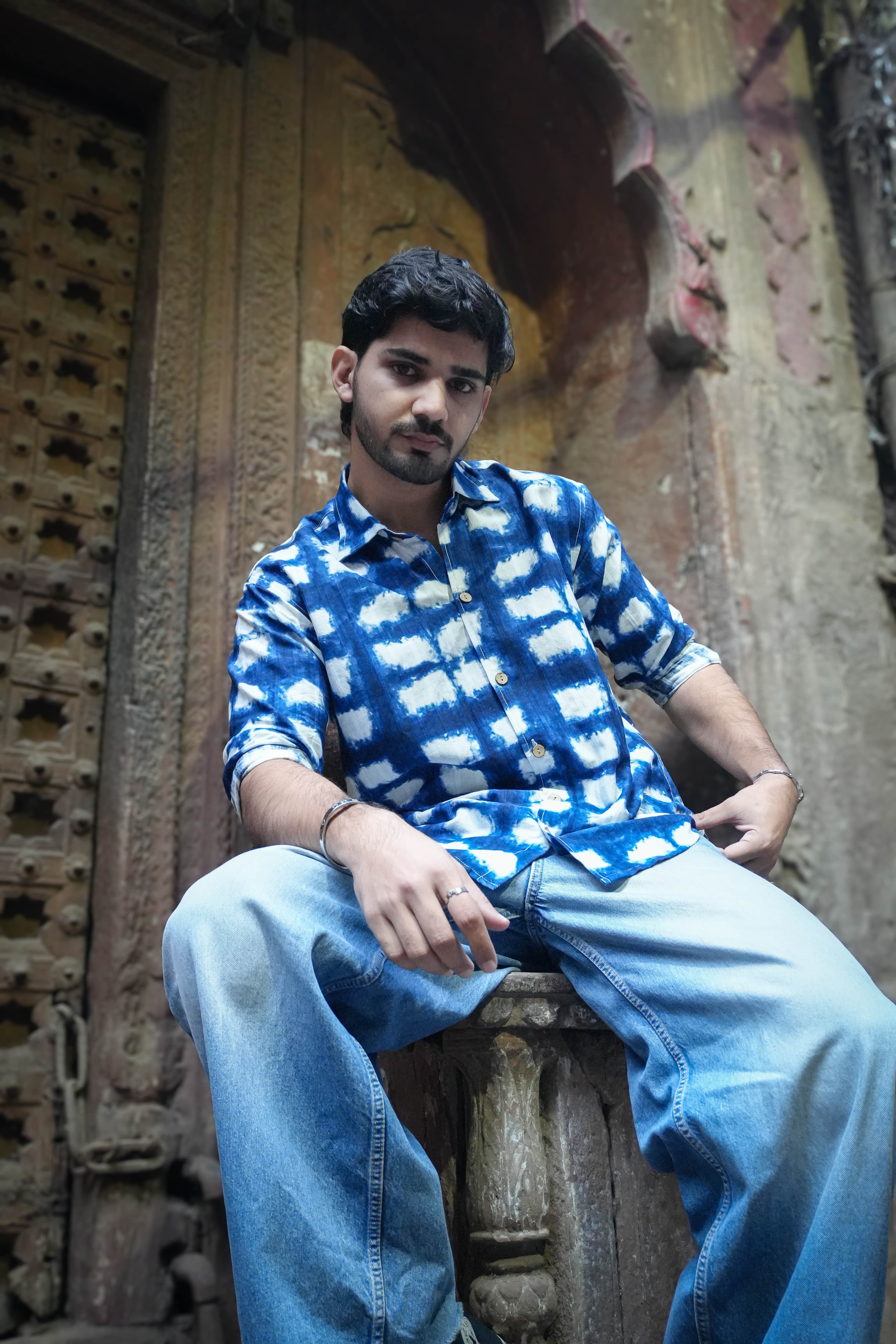 Santorini Printed Modal Viscose Shirt - Lightweight Breathable Smart Casual & Vacation Wear