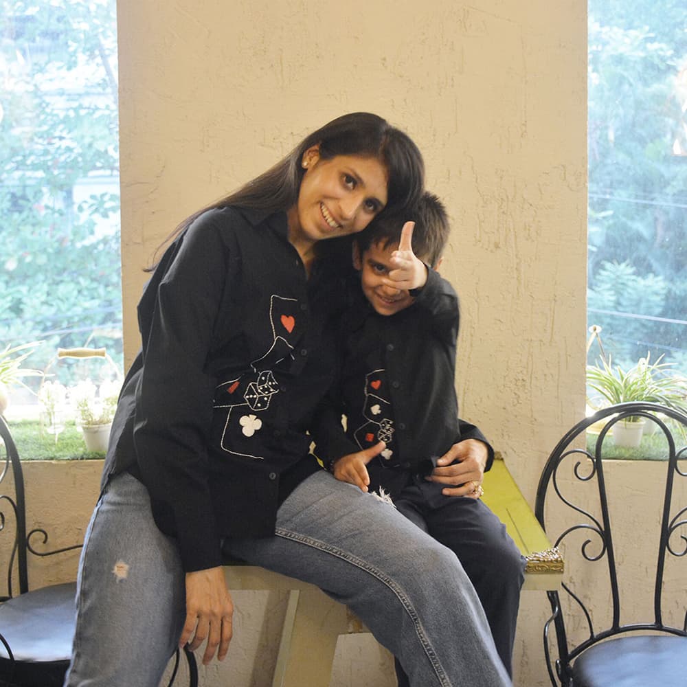 Playing Cards Embroidered Shirt - Black