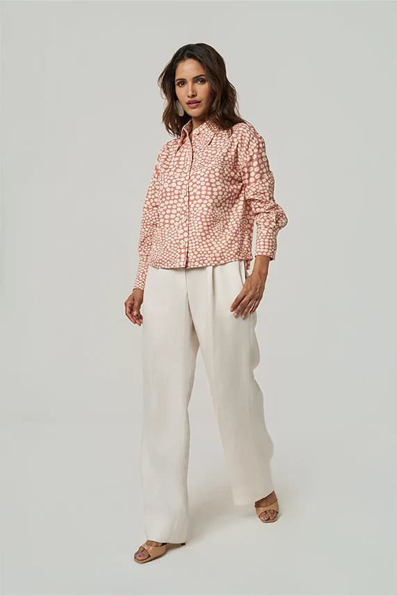Women's 100% Organic Khadi Cotton Trish Khadi Safari Shirt – Smart Fit | Pipi Party Desert Rose