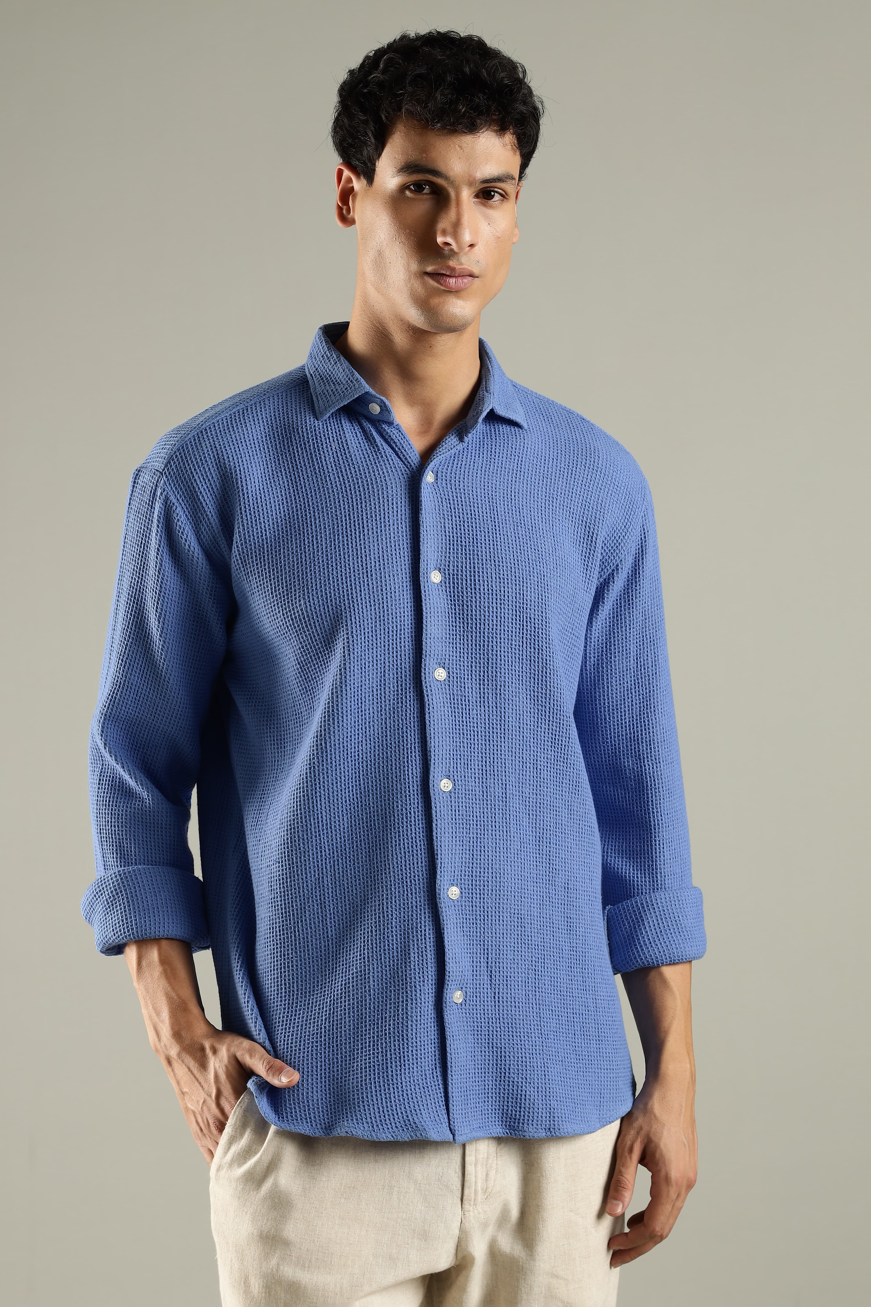 Cove Organic Cotton Waffle Shirt – Textured Midweight Overshirt