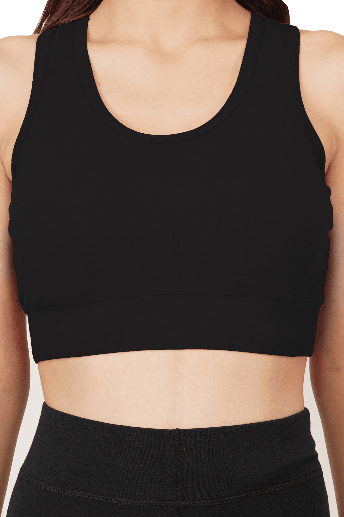 Bamboo Fabric Sports Bra | Non Padded, Non Wired, Clean - Black