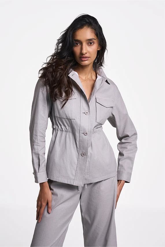 Alya Women's Shirt | Smart Fit | Aged Silver