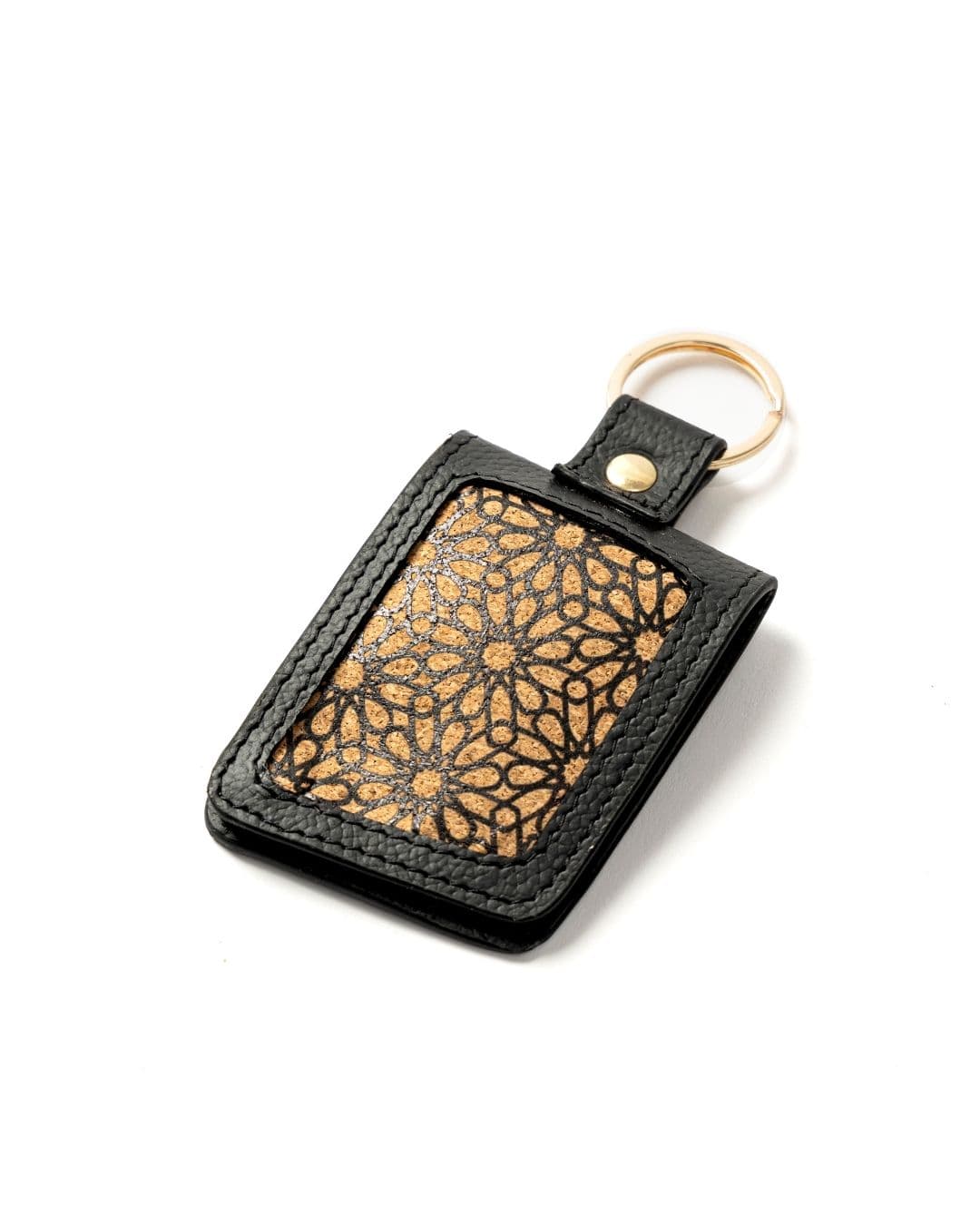 Key Chain - Plant Leather & Printed Cork - Black