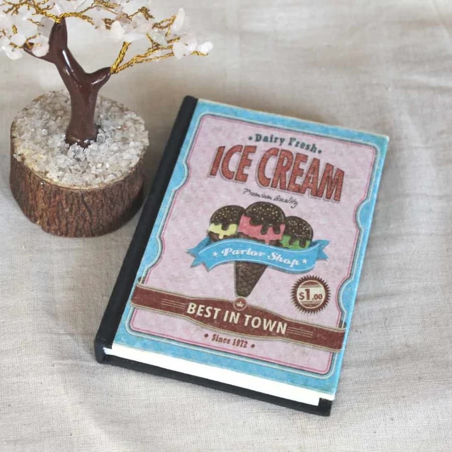 Ice Cream Hardcover Recycled Paper Journal | Handmade Eco-Friendly Notebook