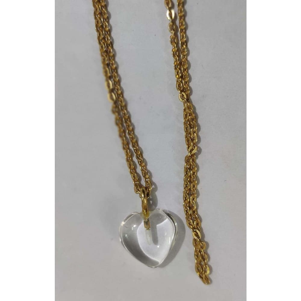 Clear Quartz Crystal Pendant with Golden Chain – Natural Gemstone Necklace 