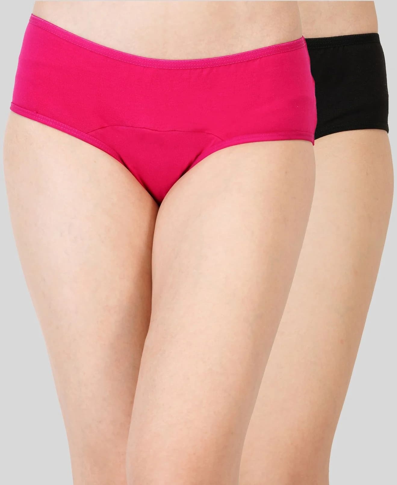 Bamboo Fabric Leak Proof Period Panty 3 Layers - Black & Fuchsia - Pack of 2
