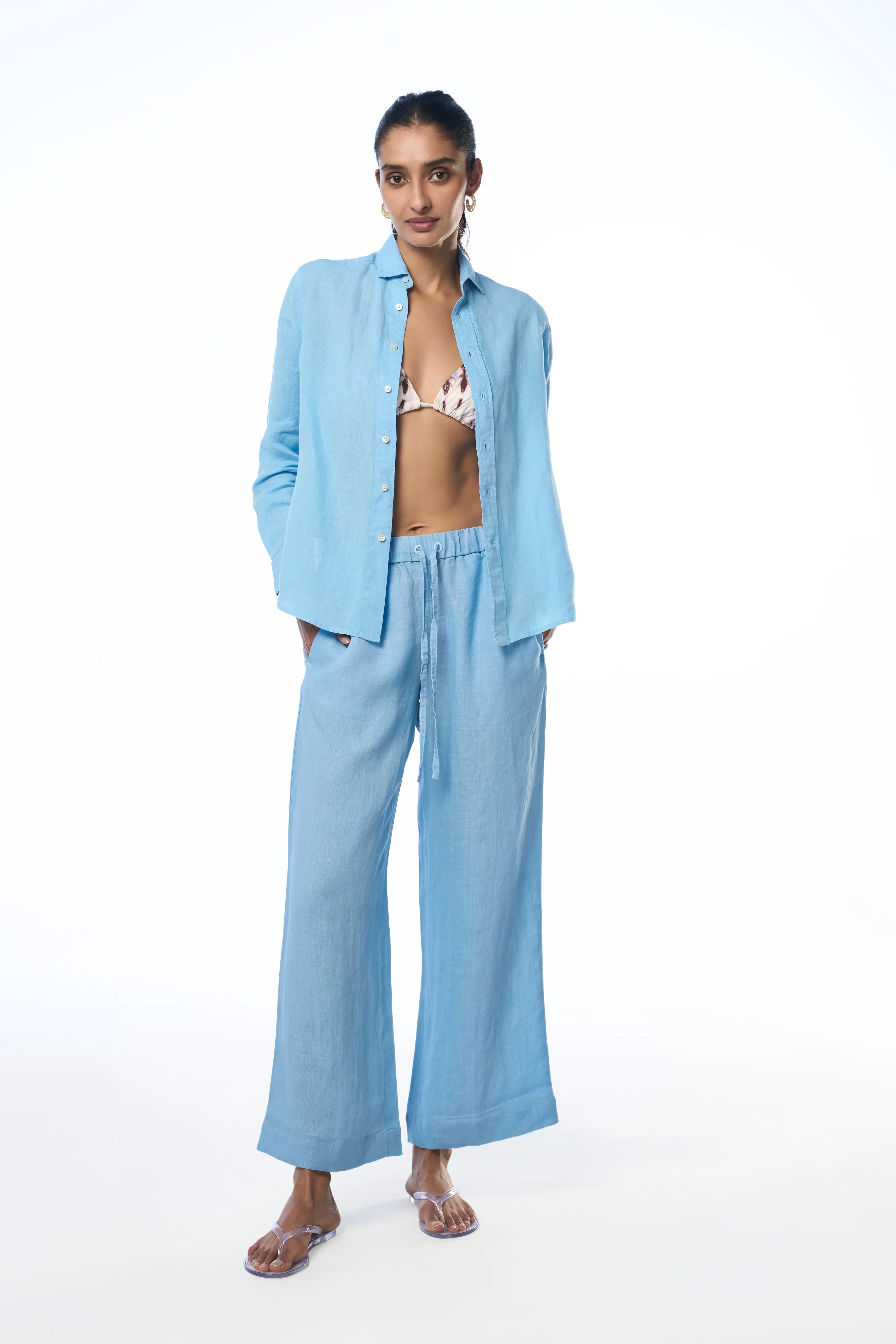 Women's 100% Linen Tani Linen Shirt – Smart Fit | Lagoon