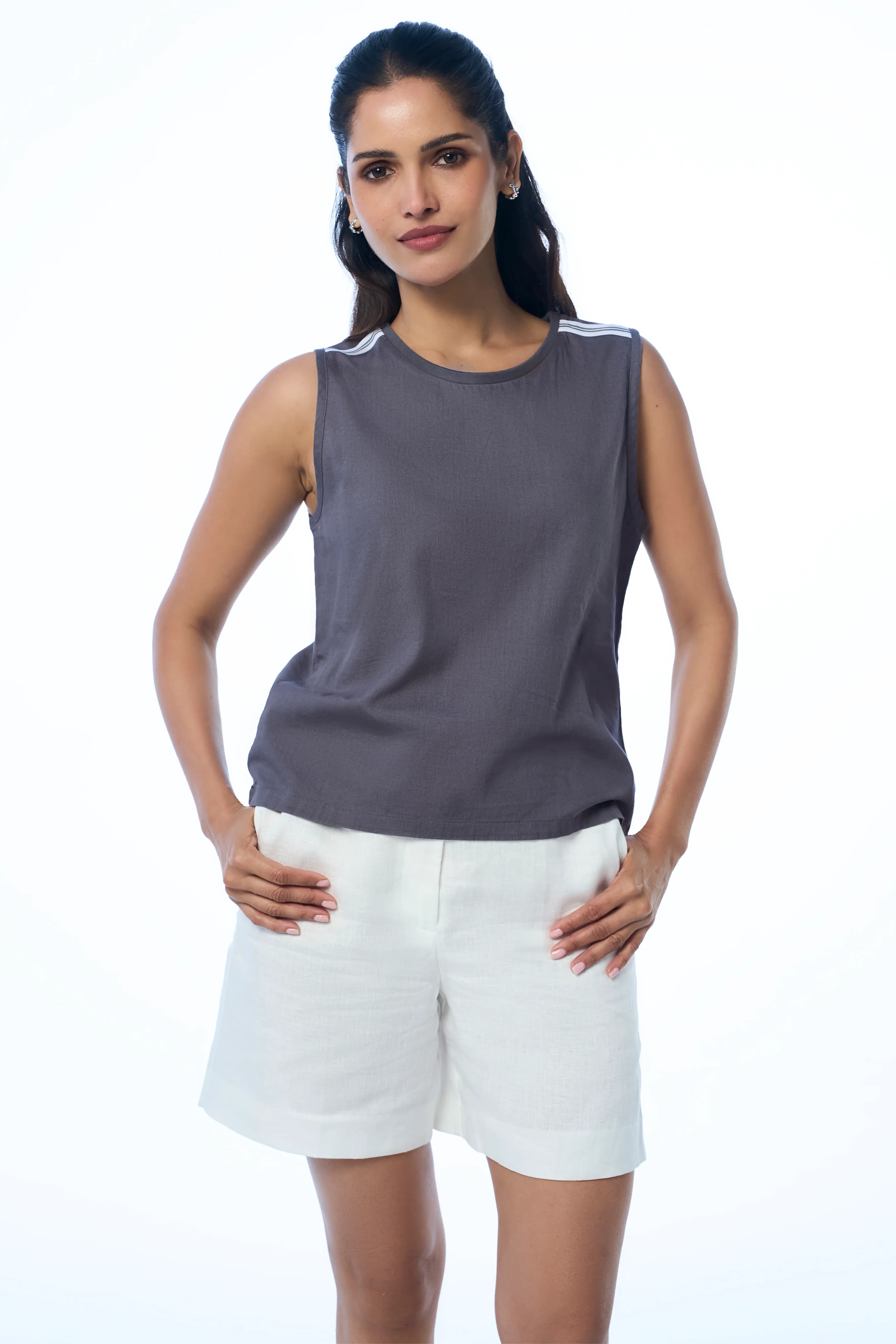Women's 100% Khadi Cotton Sabrina Khadi Move Tank – Smart Fit | Titanium