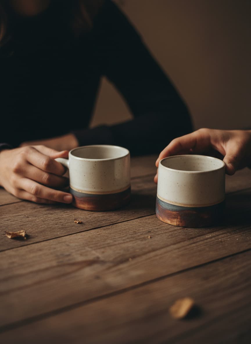 Fired earth Tea cup - set of 2