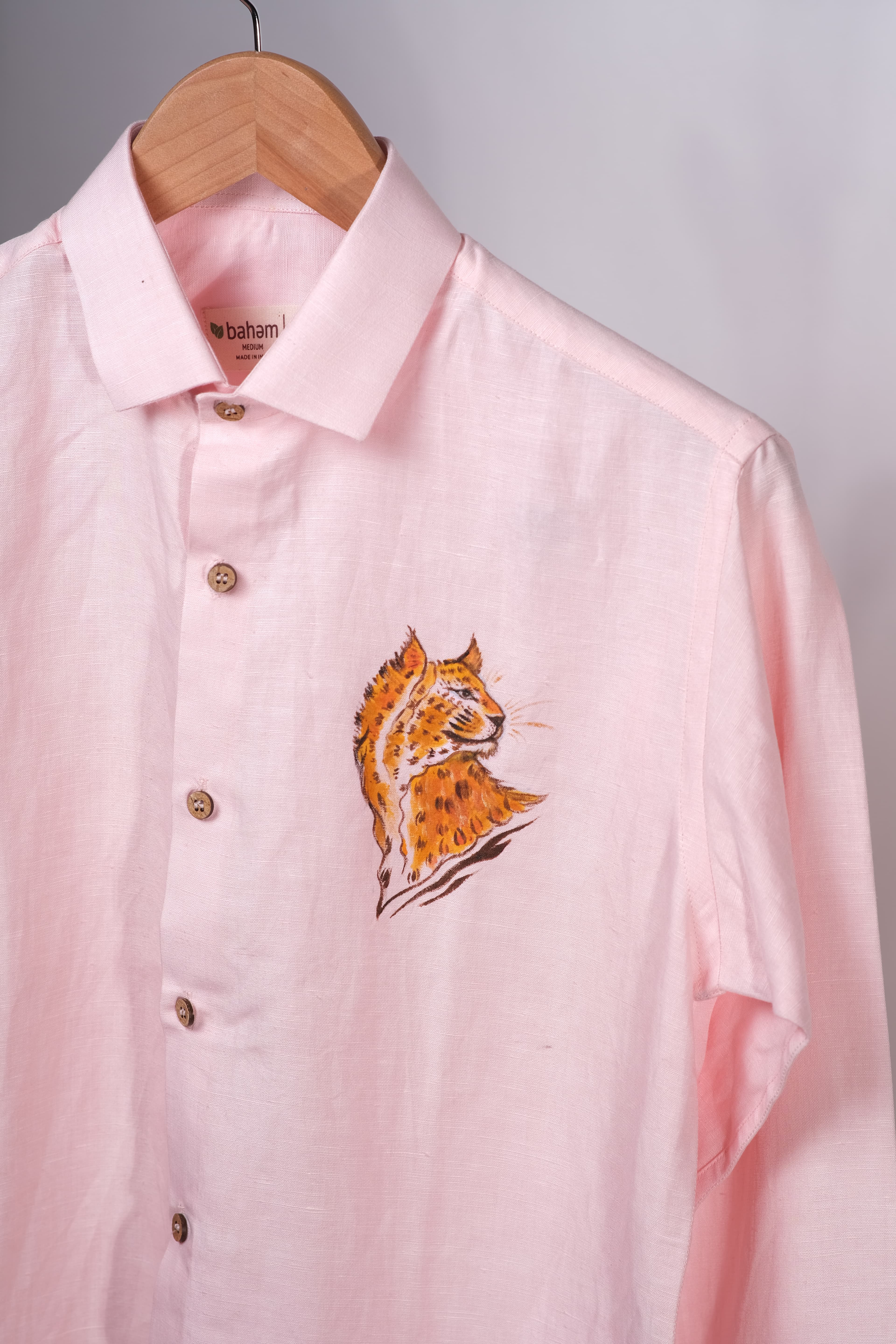 Hand-Painted Amur Leopard Hemp Shirt – Lightweight, Breathable & Bold
