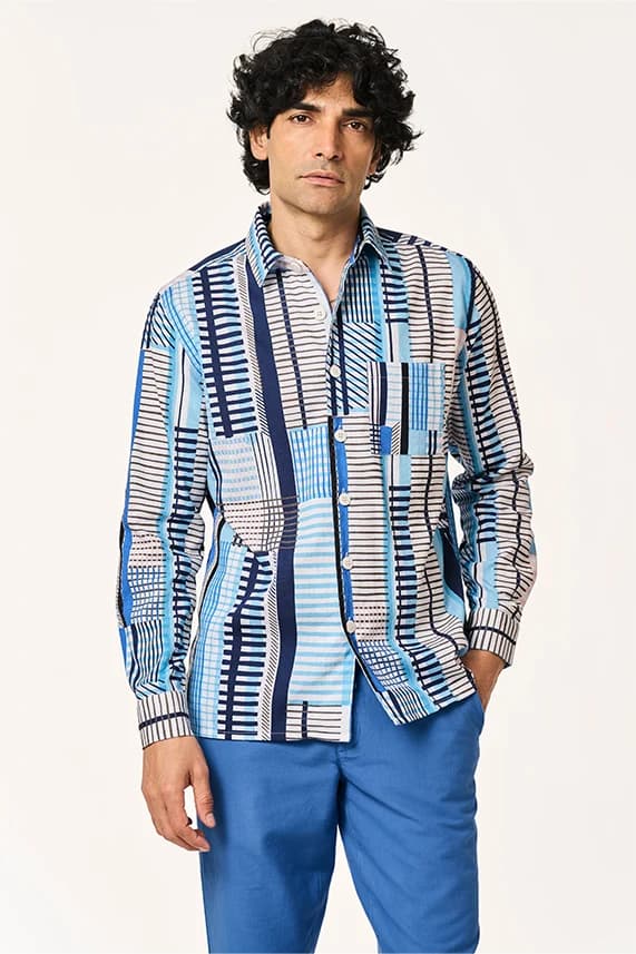 Alto Lite Artist's Men Shirt | Slim Fit | Plaid Blue