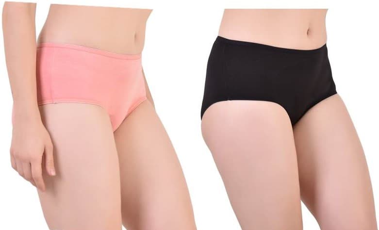 Bamboo Fabric Hipster Panty -  Peach and Black - Set of 2