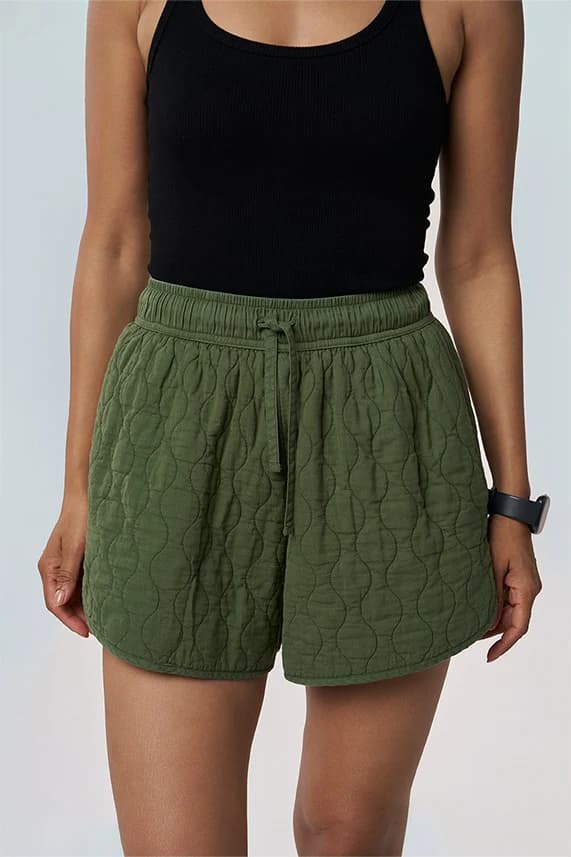 Women's 100% Organic Khadi Cotton Poppy Khadi Lightweight Quilted Safari Shorts – Smart Fit | Cactus