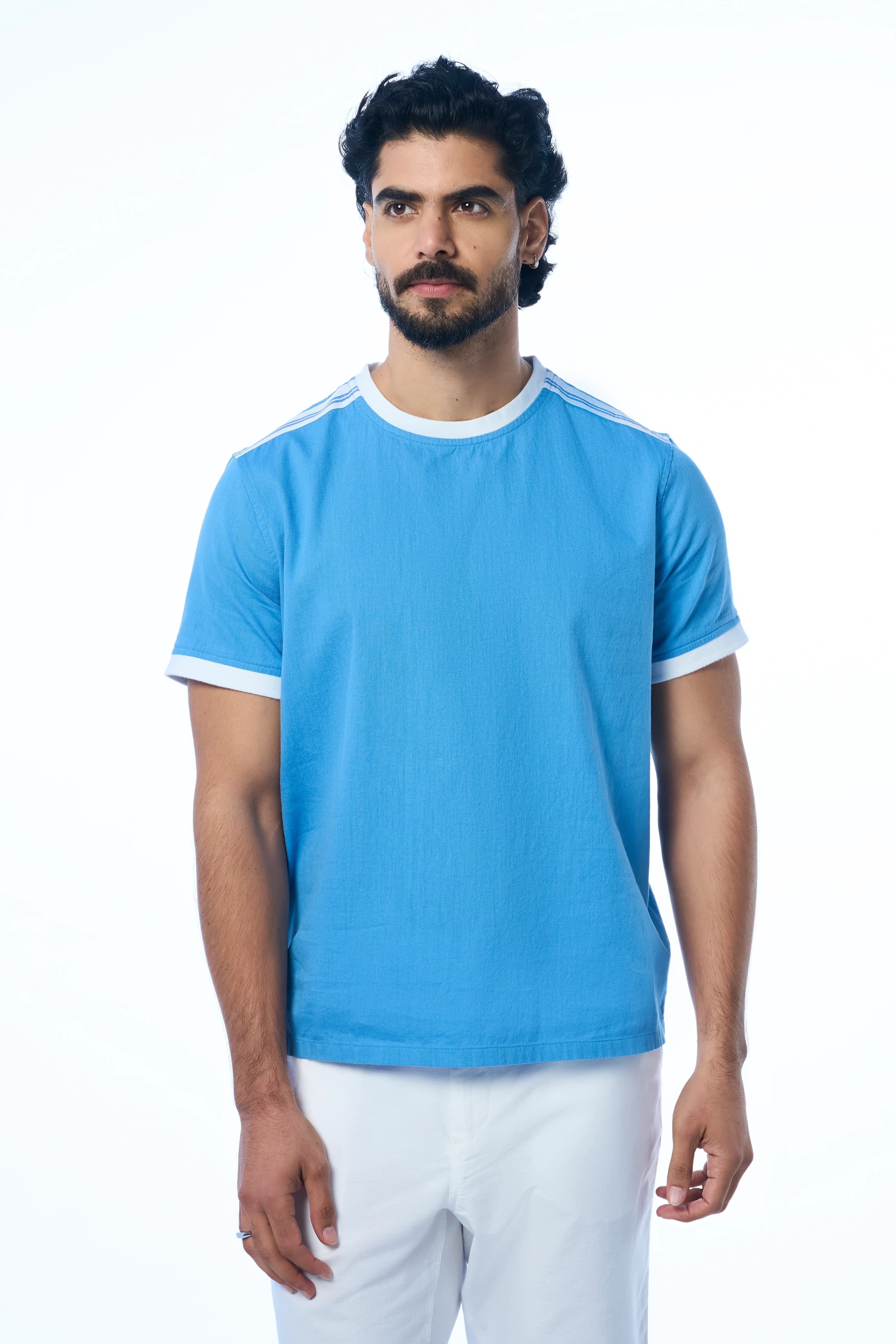 Men's 100% Khadi Cotton Ronny Khadi Club Tee – Easy Fit | Athena Blue