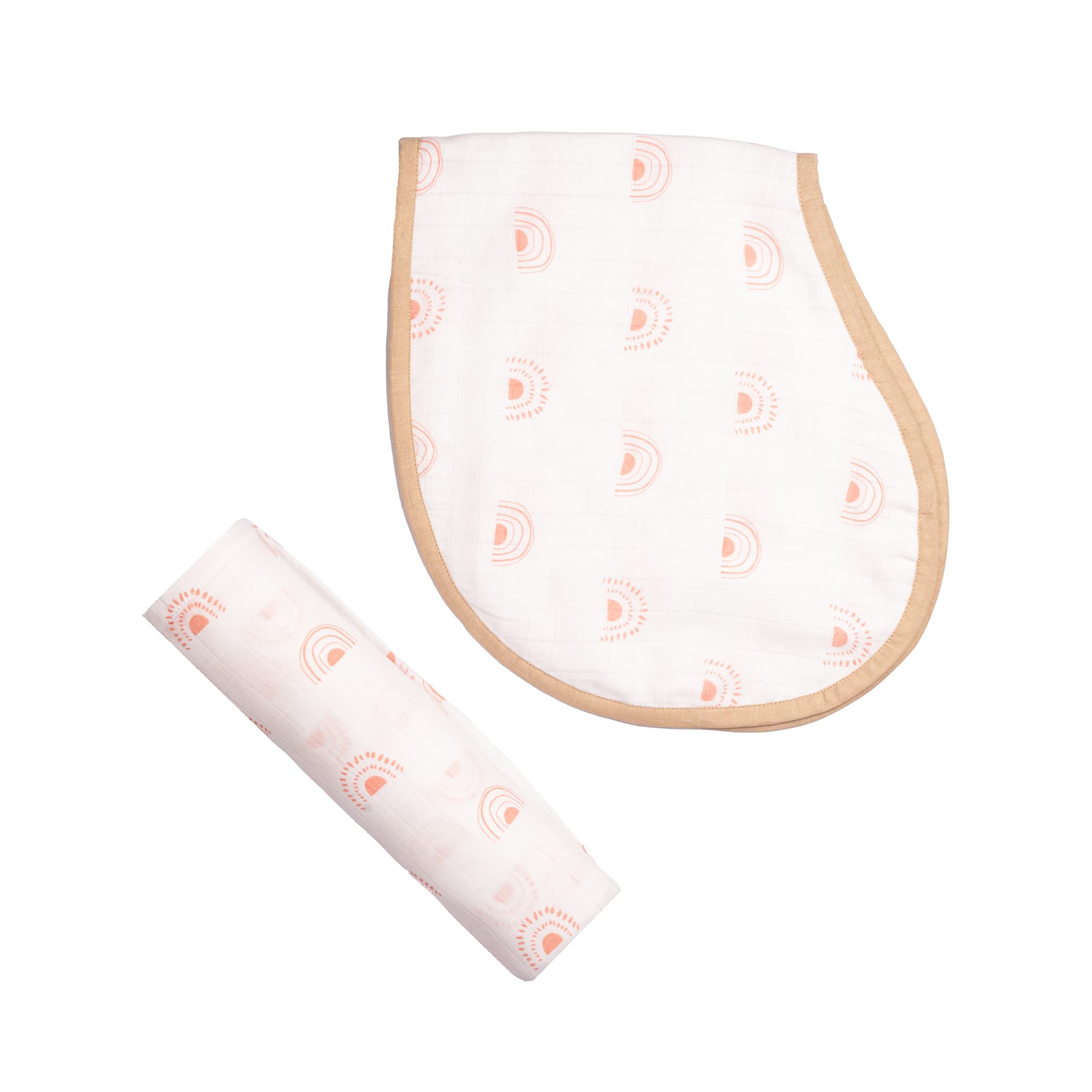 Organic Muslin Swaddle & Burp Cloth Bib Set – Rainbow