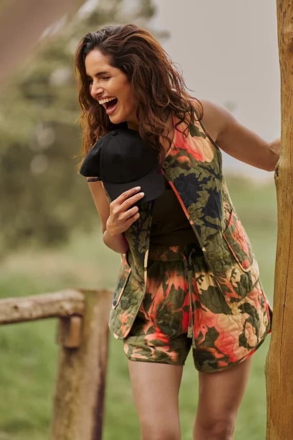 Women's 100% Organic Khadi Cotton Poppy Safari Shorts – Smart Fit | Desert Sunset Print