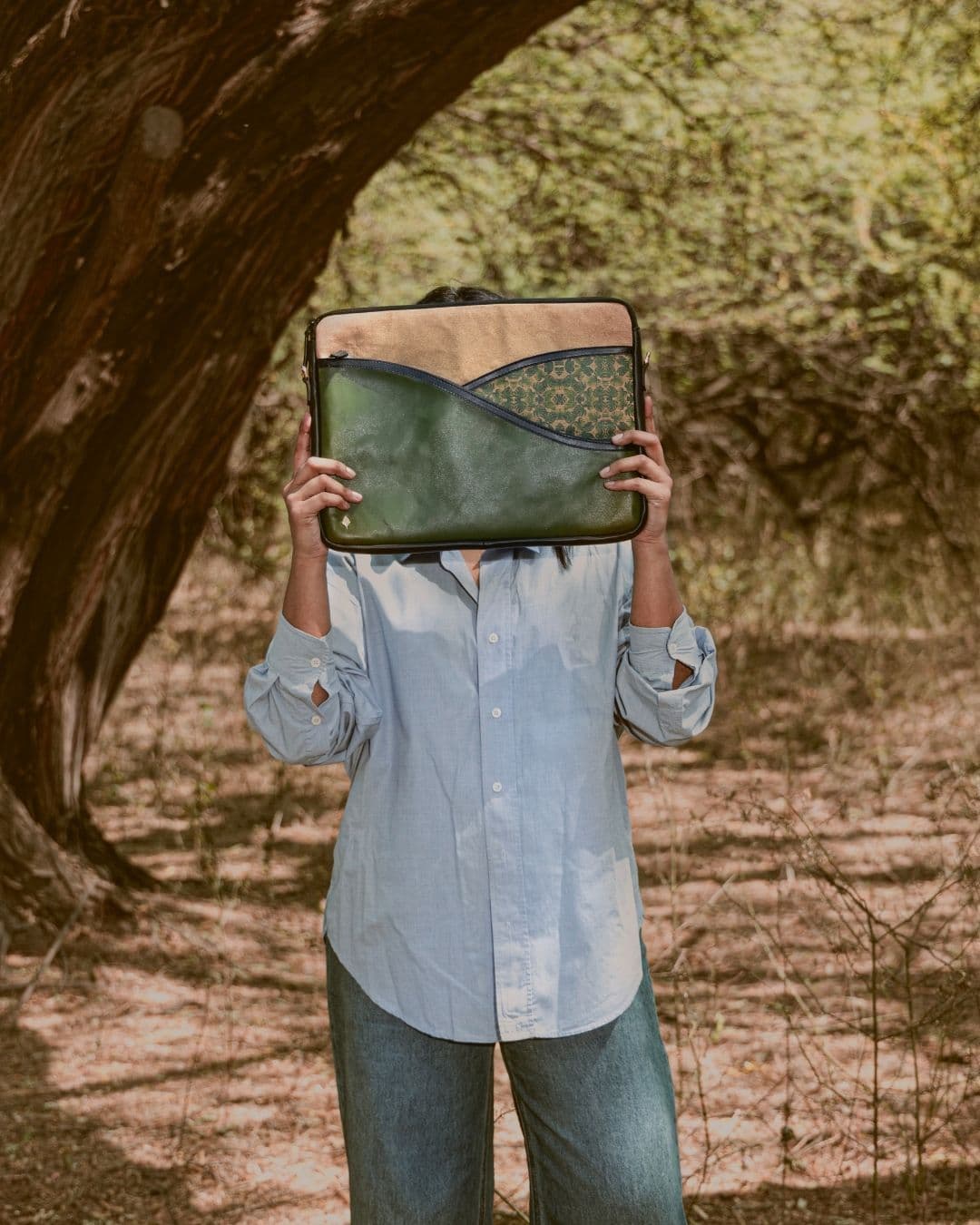 Acacia Vegan Leather Laptop Sleeve - Olive