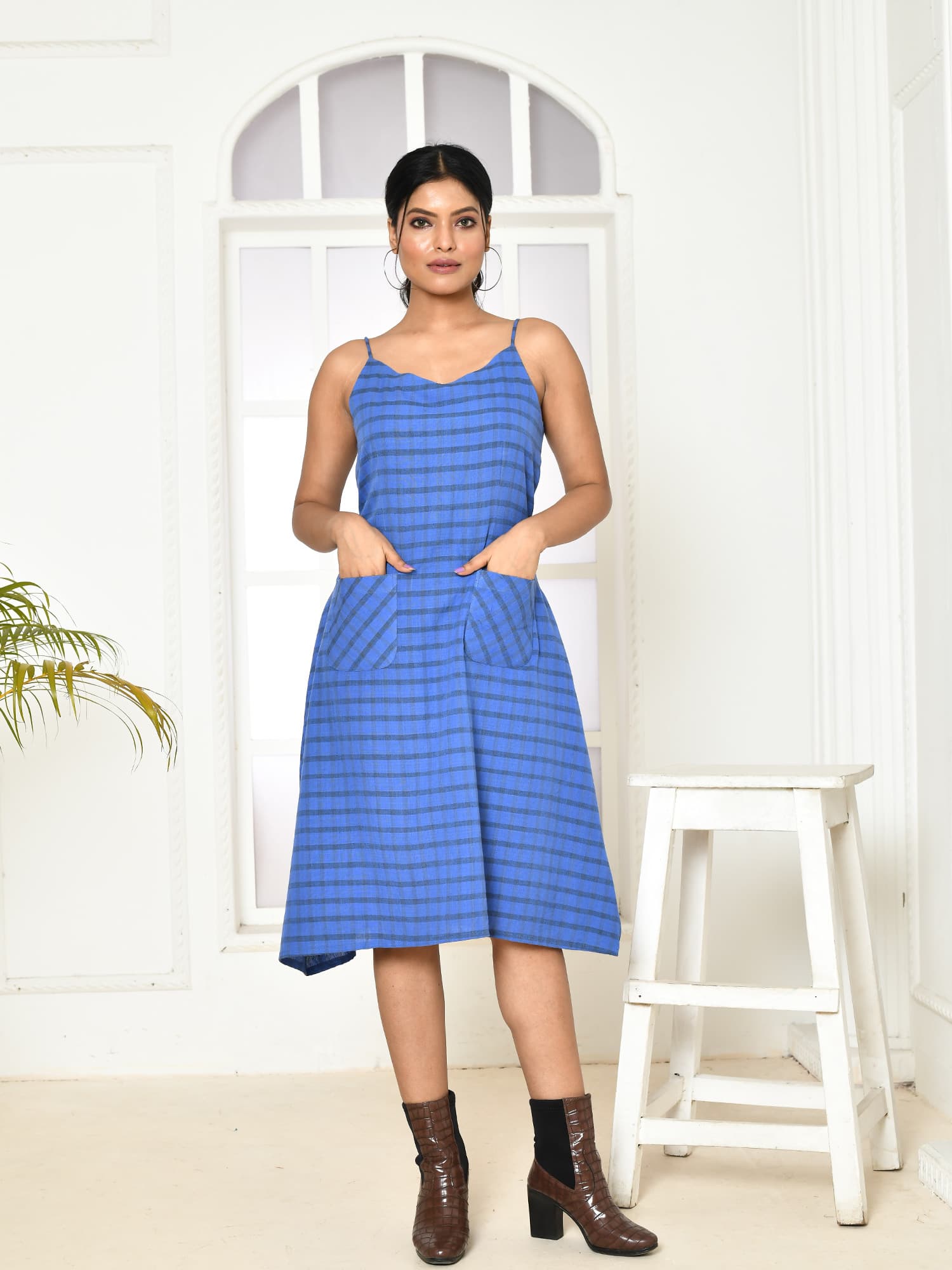 KIKI Blue Handloom Cotton Dress