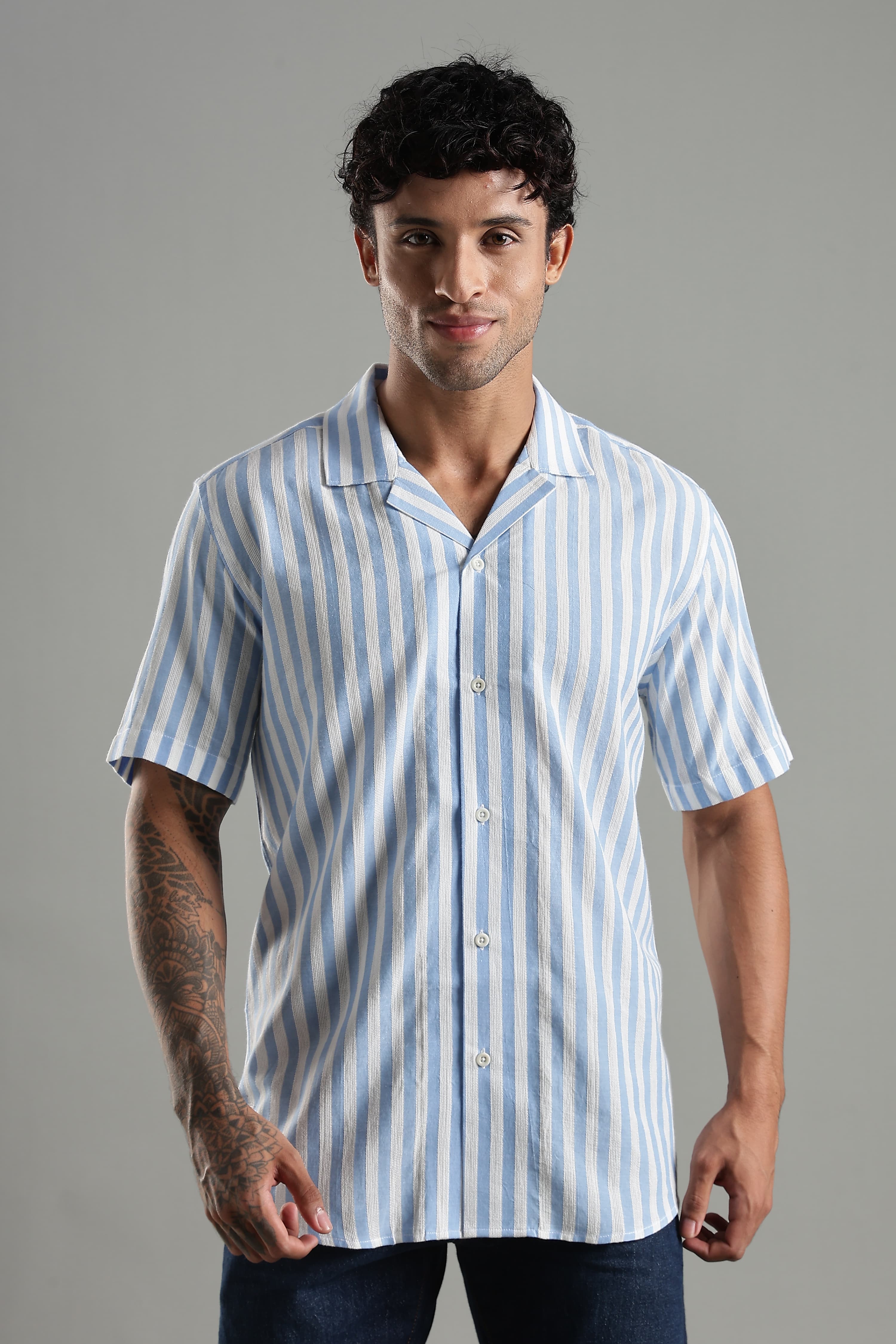 Organic Cotton Harbour Striped Shirt – Lightweight Breathable Summer Shirt