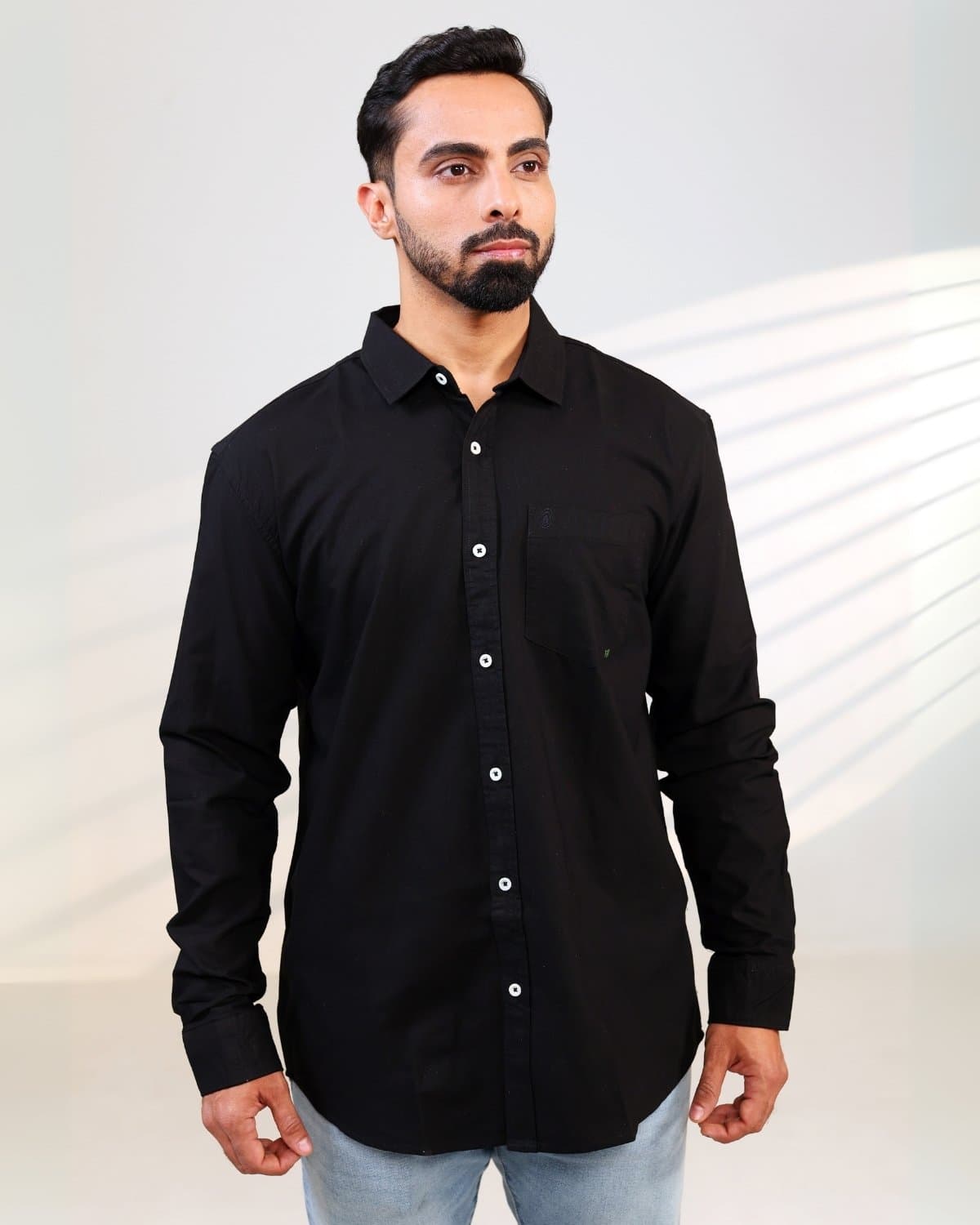Black Onyx Shirt  (100% Organic Cotton with Dobby Weave. Structured, Textured, Refined.)