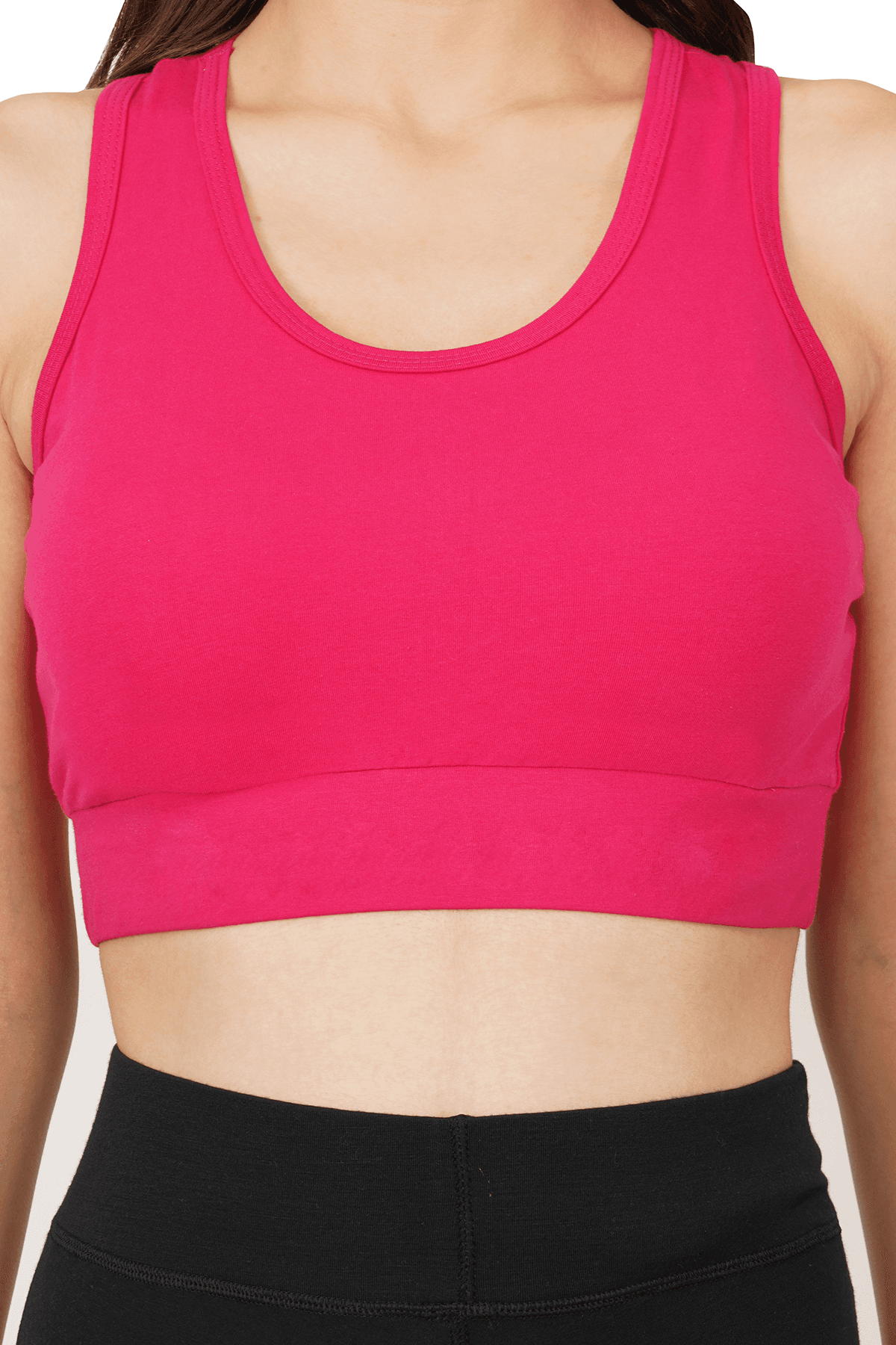 Bamboo Fabric Sports Bra | Non Padded, Non Wired, Clean - Fuchsia