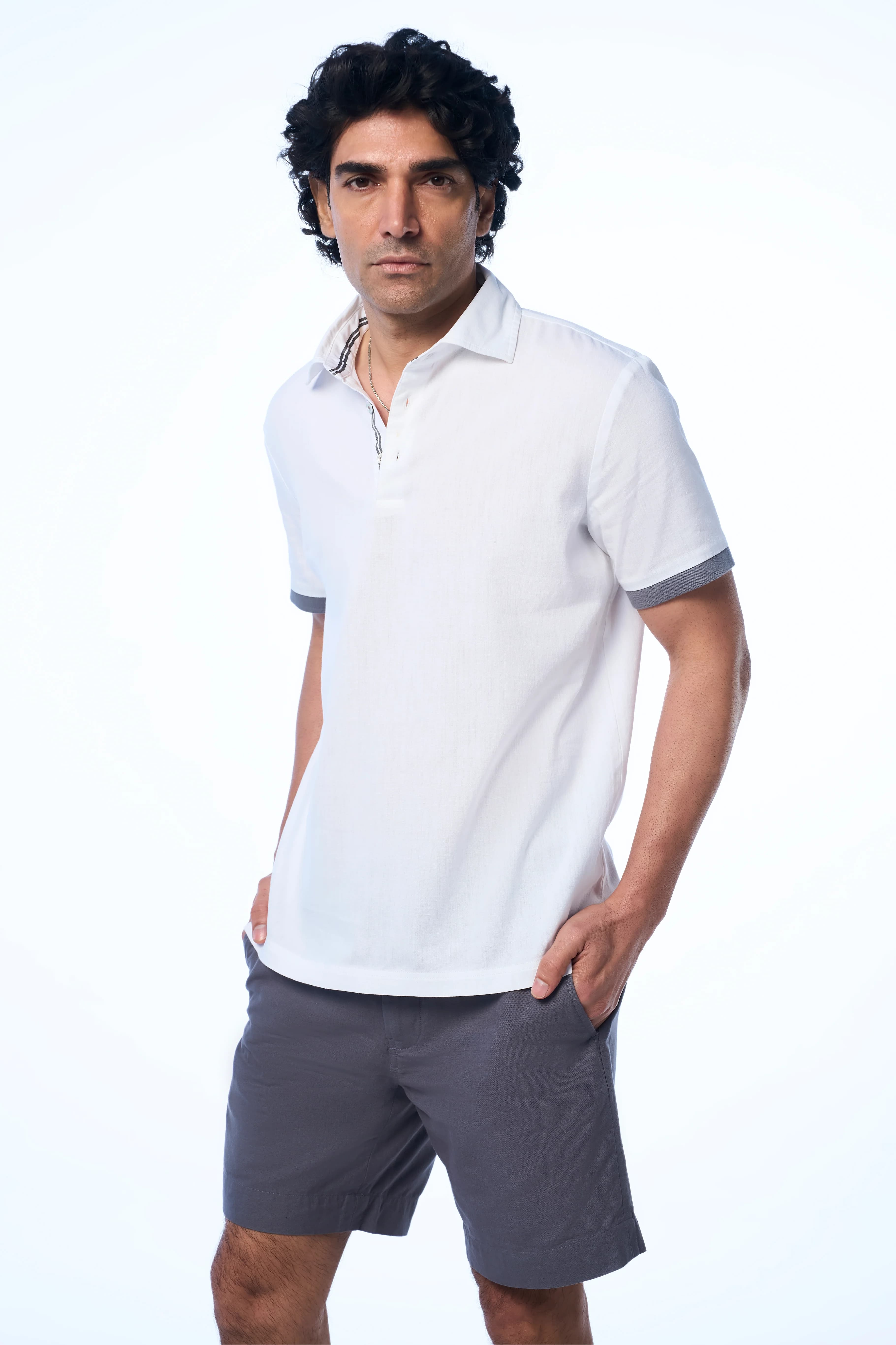Men's 100% Khadi Cotton Roger Khadi Club Polo Tee – Smart Fit | White