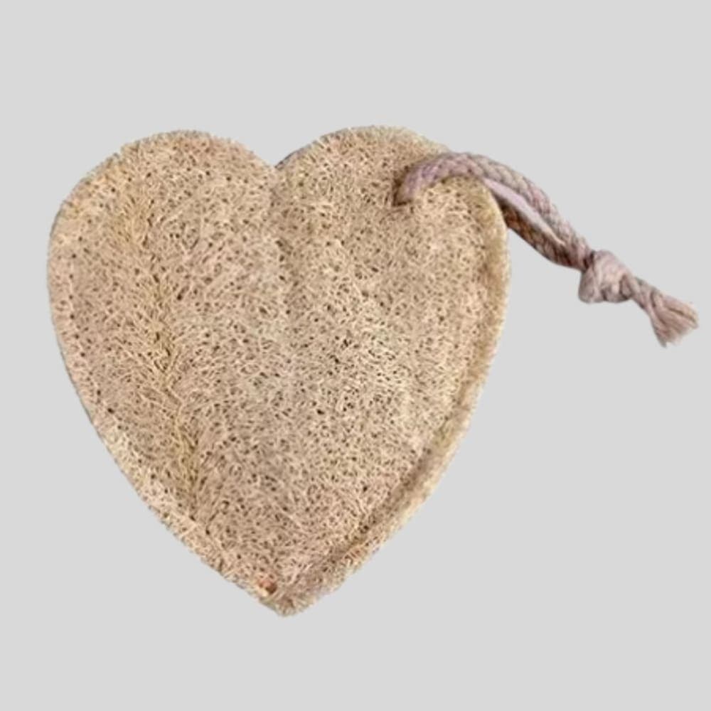Natural Loofah Body Scrubber (Pack of 2, Heart Shape) | Exfoliating Bath Sponge
